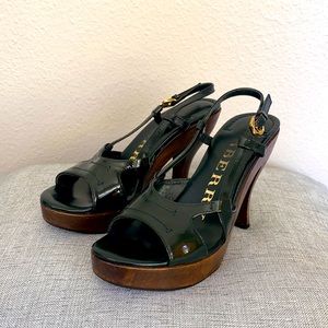 Burberry patent leather slingback platforms heels